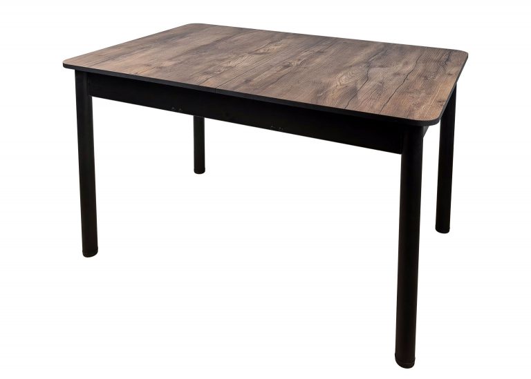 Стол Премьер раздвижной 120 x 80 (+50) см / R40 / ЛДСП Таксония тёмная / Опора 4 Чёрная РУСТ